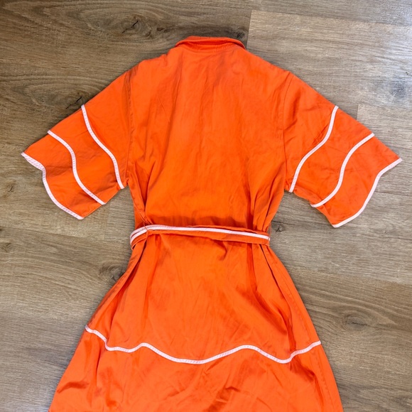 Alexis Rhodes Dress Orange Midi Layer Cap Sleeve with White Accents - Picture 13 of 16